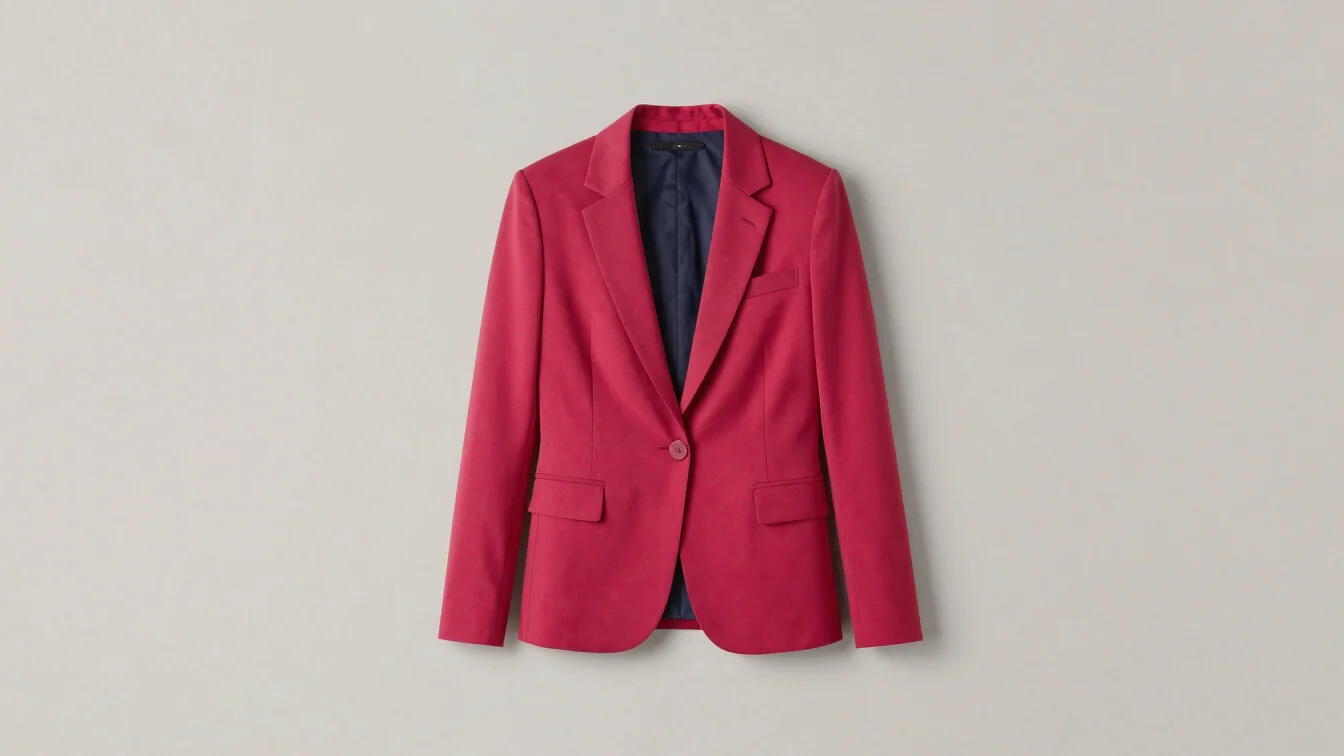 Bright studio photograph of a vibrant tailored statement jacket o