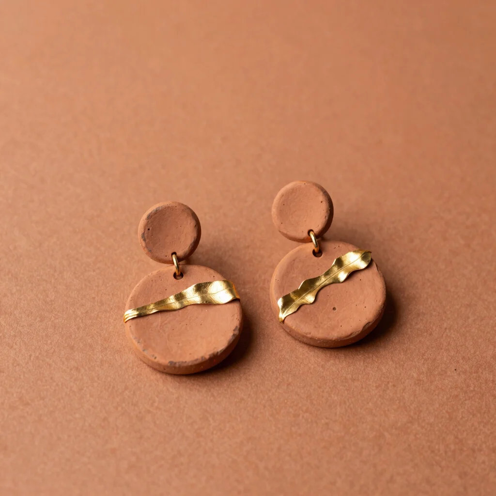Terracotta & Gold Sculptural Earrings